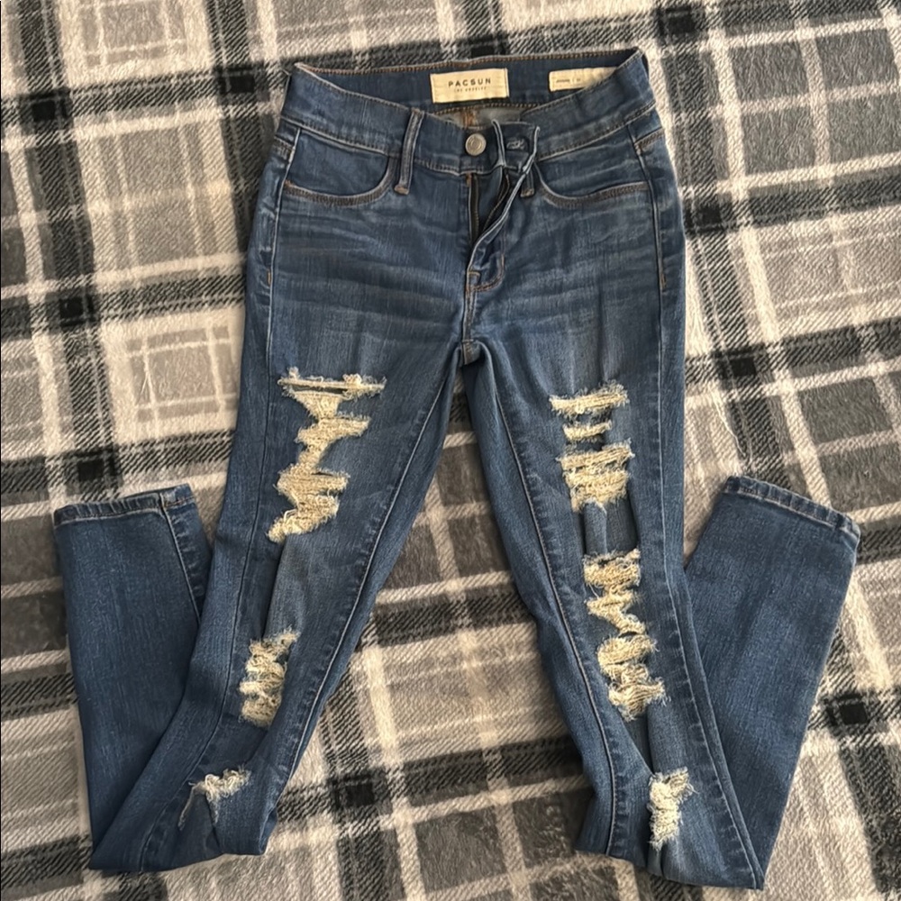 PacSun Blue Skinny Distressed Jeans